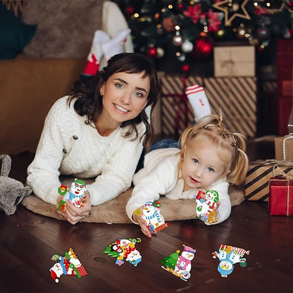 28 Pack Christmas DIY Crafts Kit for Kids, Make Your Own Christmas Snowman Ornaments Xmas Stickers Cutouts Arts and Crafts Bulk for Kids Winter Holiday Xmas Classroom Art Activities Party Decorations