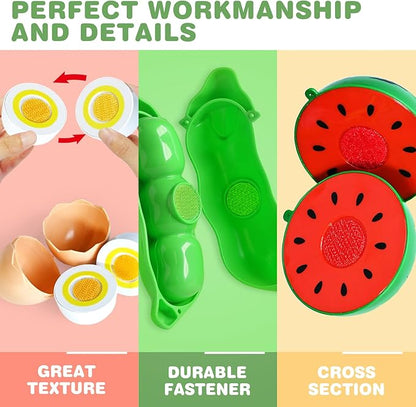 Play Food Set for Kids Kitchen- 100 Pcs Kitchen Food Toy for Toddlers, Cutting Fake Food/ Fruit/ Vegetable Accessories with Three Baskets, Birthday Gift for 3 4 5 Years Old Boy Girl