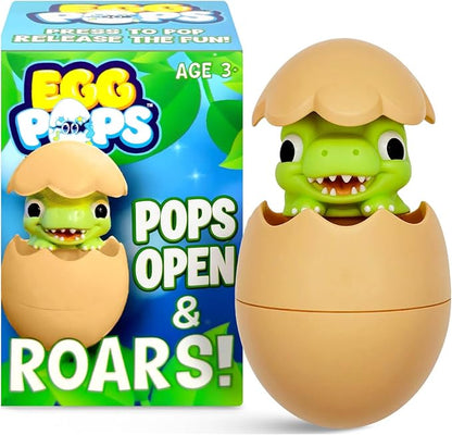 Egg Pops Talking Easter Egg Toy - Figure Pops Up & Plays Sounds, Easter Basket Stuffers for Teens - Interactive Kids Toys or Funny Gag Gifts for Teens, Cute Collectible Spring Character (Dino)