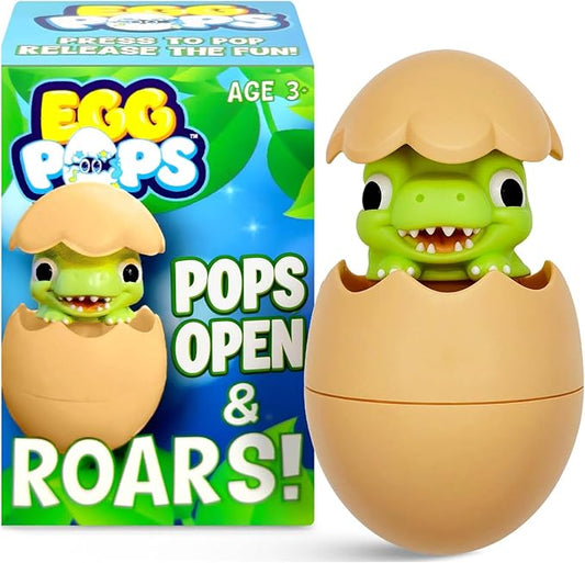 Egg Pops Talking Easter Egg Toy - Figure Pops Up & Plays Sounds, Easter Basket Stuffers for Teens - Interactive Kids Toys or Funny Gag Gifts for Teens, Cute Collectible Spring Character (Dino)