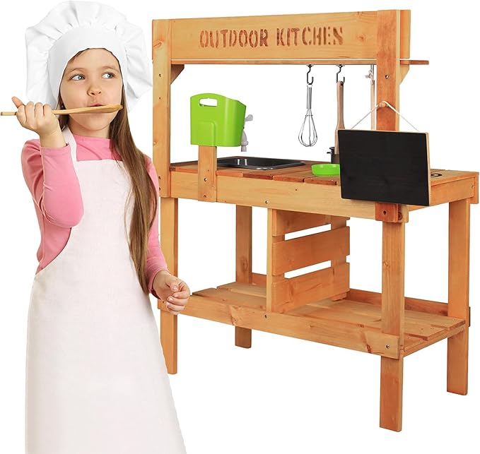 Mud Kitchen, Play Kitchen, Kitchen Accessories and Garden Sink, Kids Outdoor Kitchen Playset with Faucet, Mud Kitchen for Kids Outdoor