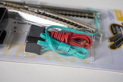 Bachmann Trains - Snap-Fit E-Z TRACK REMOTE TURNOUT - RIGHT (1/card) - NICKEL SILVER Rail With Grey Roadbed - N Scale, 8