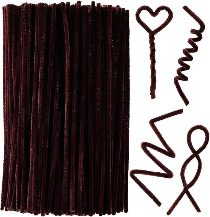 Qirimoi Brown Pipe Cleaners Craft Pipe Cleaners Bulk Pipecleaners Crafts Supplies，200Pcs Brown