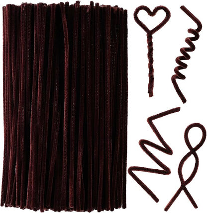 Qirimoi Brown Pipe Cleaners Craft Pipe Cleaners Bulk Pipecleaners Crafts Supplies，200Pcs Brown