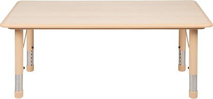 Flash Furniture Wren Adjustable Classroom Activity Table for School and Home, Plastic Activity Table for Kids, 23.625" W x 47.25" L, Natural