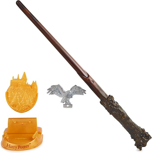 Wizarding World Harry Potter, 12-inch Magical Collector Harry Potter Wand with Stand & Die-cast Icon, Magical Creatures Series