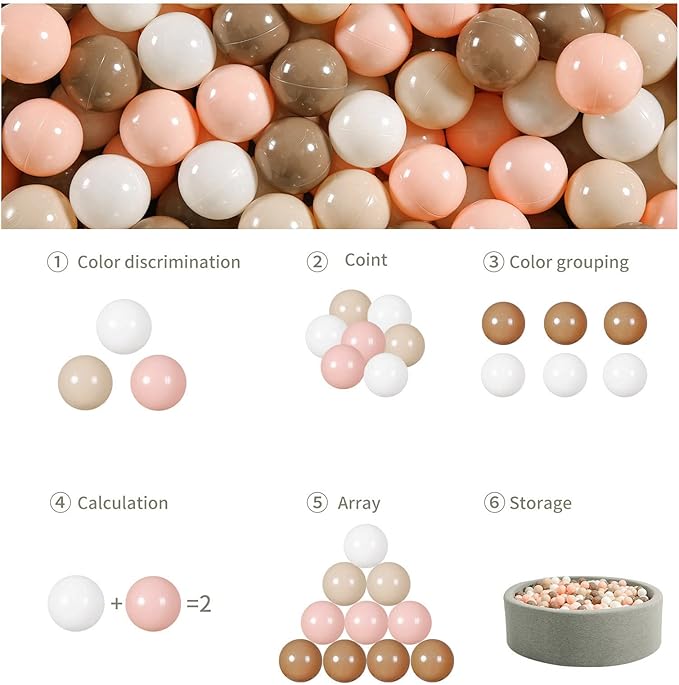 GOGOSO Ball Pit Balls for Toddles, Kids Plastic Balls for BallPit, Pool, Baby Party Accessories, Birthday Decoration 50 100 200 500 1000