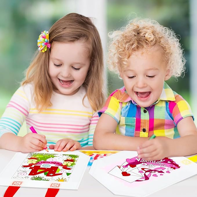 Kacctyen 45 Pcs Coloring Goodie Bags Reusable Art Party Favor Bags Heart Paint Bags for Boys Girls Birthday Color Your Own Bag Graffiti Goodie Bags