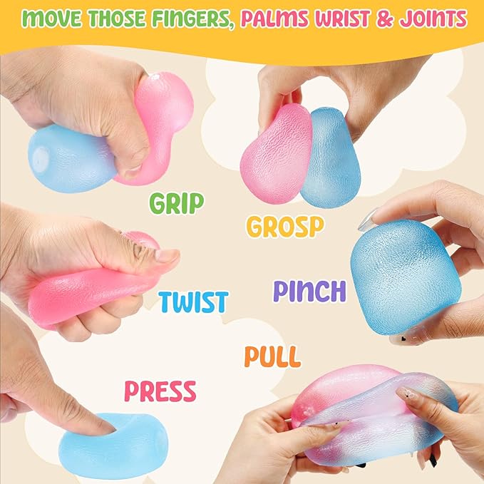 Fidget Toys Squishy Drop, Stress Cube Squishies Anxiety Stress Relief, Ice Squishy Stress Cube-Drop Malt Sugar Balls, Sensory Ball for Kids with Autism (Pink Dough Ball, 1)