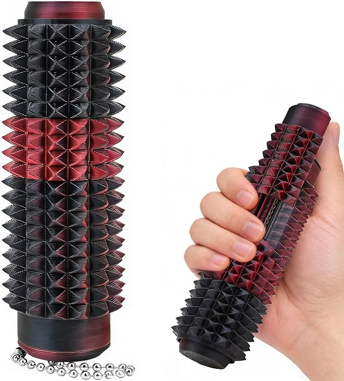 5 in 1 Little Ouchies Fidget Toys Adults, Pain Stim Fidgets with Button Clicks Spinners, Anxiety Relief Sensory Toys,Portable Stress Relief Spiky Fidget Keychain （Red