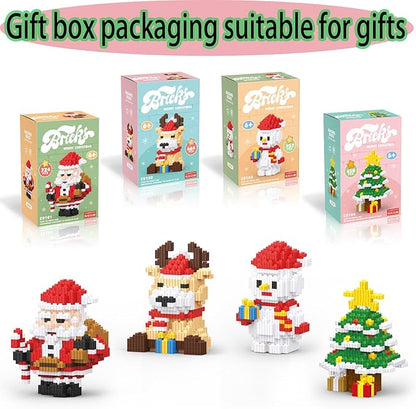Christmas Building Blocks Snowman Compatible for Lego Christmas Micro Blocks Stacking New Toys Holiday Present Box New Year Birthday Gifts for Kids 6-12 Years Old (Snowman)
