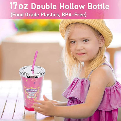 Golray Super Big Sister Gifts Set with Superhero Cape Eyemask Unicorn Slap Bracelets Necklace, Drawstring Backpack, Unicorn Keychain, Insulated Plastic Tumbler Cup Big Sister Gifts for Little Girls