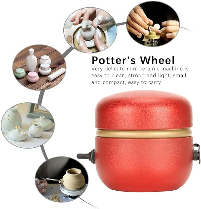 Mini Pottery Wheel, Mini DIY Pottery Kit, Electric Small Pottery Wheel with Tray Children DIY Manual Tool for Beginners Kids Art Craft Work Gift Home DIY