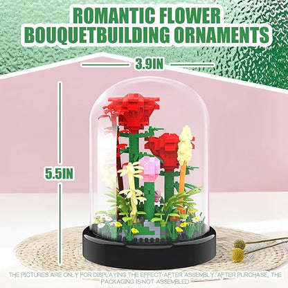 Flower Bouquet Building Sets,549pcs Rose Flower Plants,Forever Decorated flower set with Dust Cover,Building Blocks Sets gifts for Ages 8-12 yrs forOld Girl Christmas,Mother's Day,Valentine's Day