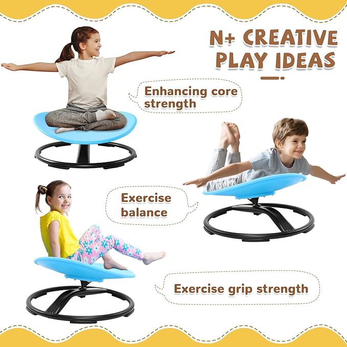 Zhenx Spinning Chair for Kids, Autism Kids Swivel Chair, Kids Sensory Chair, Spinning Chair for Autistic Kids & ADHD Children, Sit and Spin Training Body Coordination (Blue)