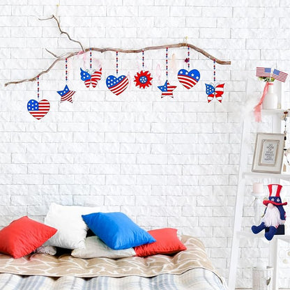 24 Sets Patriotic Suncatcher Ornaments Decoration DIY Window Paint Art Stickers Craft Kit American Heart Star Butterfly Suncatchers for Kids Classroom Patriotic 4th of July Activity Party Art Project