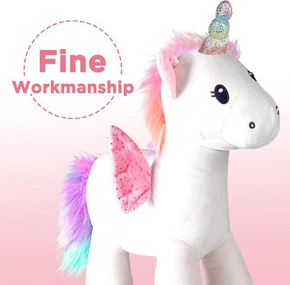 iPlay, iLearn Plush Magic Unicorn Toy W/Remote Control Fairy Magical Wand, Girl Music Unicorn Stuffed Animal W/LED Light Sound, Interactive Birthday Gift 18 24 Month Baby Toddler 2 3 4 5 6 7 Year Kid