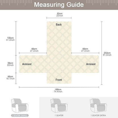 TAOCOCO 100% Waterproof Recliner Chair Cover Stay in Place, Recliner Covers for Small Recliner Chair with Pocket, Reclining Chair Cover Furniture Protector for Kids, Pets(X-Small Chair, Light Brown)