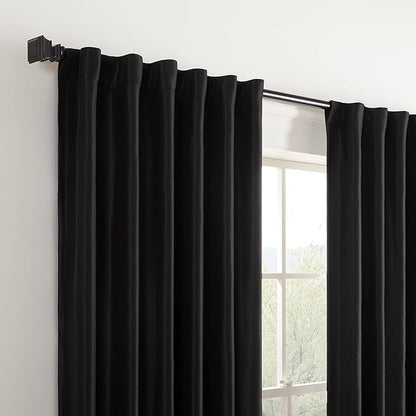 ECLIPSE Fresno Modern Blackout Thermal Rod Pocket Window Curtain for Bedroom (1 Panel), 52" x 95", Black