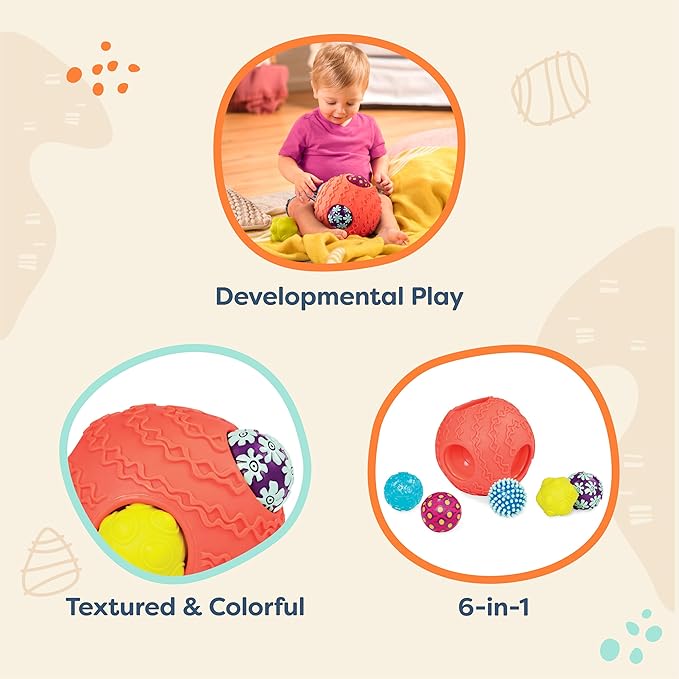 B. toys - Sensory Baby Toys Set with Textured Balls - 6-Piece Development Set Including Large Ball & 5 Small Balls with Different Textures - Educational Tactile Toys for Motor Skills, 6 Months+