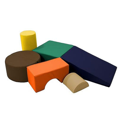 FDP Playtime and Climb Soft Play Set - 6-Piece Baby Climbing Blocks and Indoor Play Gym - Soft Play Climbing for Toddlers and Infants 10m+ (Navy/Orange)