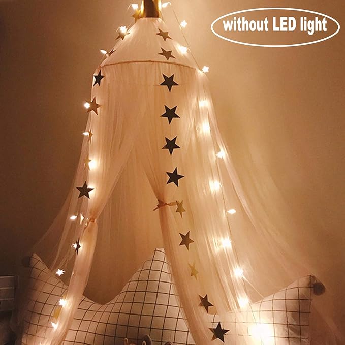 Jolitac Princess Bed Canopy for Girls Room Decor Round Lace Mosquito Net Play Tent Reading Nook Canopies Yarn Girl Dome Netting Castle (Pink)