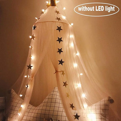 Jolitac Princess Bed Canopy for Girls Room Decor Round Lace Mosquito Net Play Tent Reading Nook Canopies Yarn Girl Dome Netting Castle (Pink)