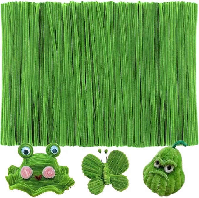 IOOLEEM 200pcs Dark Green Pipe Cleaners, Glitter Chenille Stems, Pipe Cleaners for Crafts, Pipe Cleaner Crafts, Art and Craft Supplies, Christmas Pipe Cleaners.
