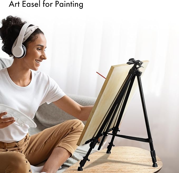 Artify Easel for Painting, Double-Tier Easel Stand, Adjustable Height from 22-66 Inches, Tripod for Painting and Display with Carrying Bag, 66 Inches, Black