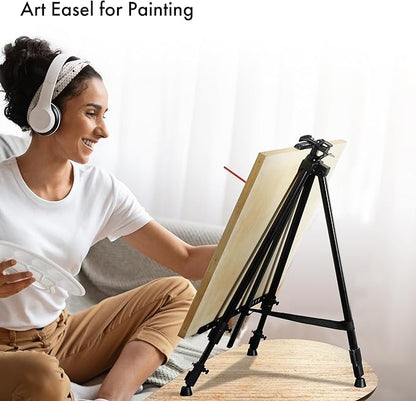 Artify Easel for Painting, Double-Tier Easel Stand, Adjustable Height from 22-66 Inches, Tripod for Painting and Display with Carrying Bag, 66 Inches, Black