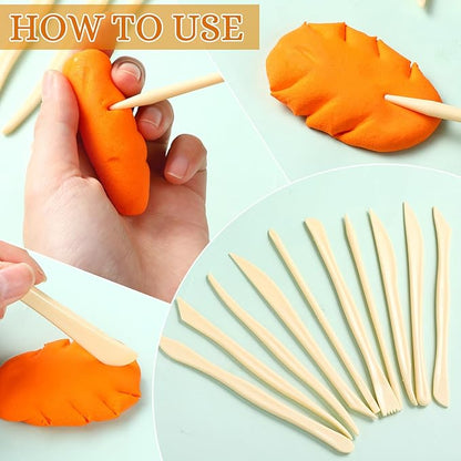 Ferrochef 20 Set 200 Pcs Clay Sculpting Tools Different Shapes Pottery Tools Plastic Clay Carving Cutters Pottery Trimming Supplies for DIY Ceramics Plastilina Molding Embossing (Classic Style)
