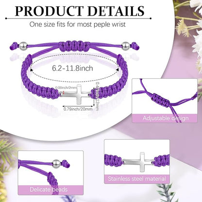 Sureio Cross Friendship Bracelet Adjustable Braided Rope Jesus Christian Cross Bracelets Matching Couple String Lucky Strand BFF Wristband for Women Men Boy Girls Easter Baptism