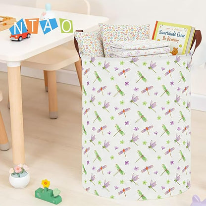 NTAOHAMPER Dragonfly Large Laundry Hamper,Laundry Basket,Baby Nursery Hamper,Waterproof Storage Bin,Clothes Organizer Basket,Room Decor(Dragonfly）