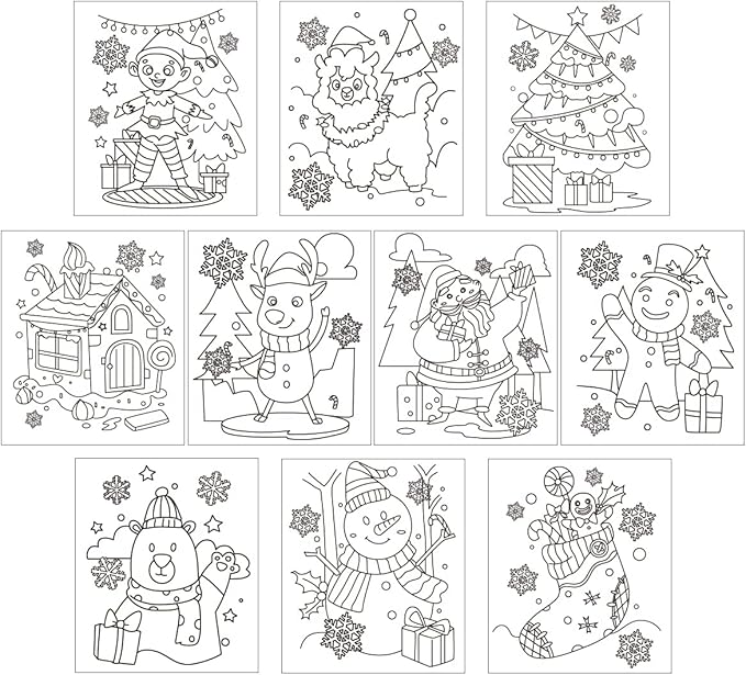 JOYIN Christmas 20 Pcs Make-a-face Stickers, 10 Pcs Coloring Book, 10 Pcs Rainbow Color Scratch, Christmas Art & Craf Kit Combo Set for Kids Girls and Boys, Holiday Presents and Party Favors