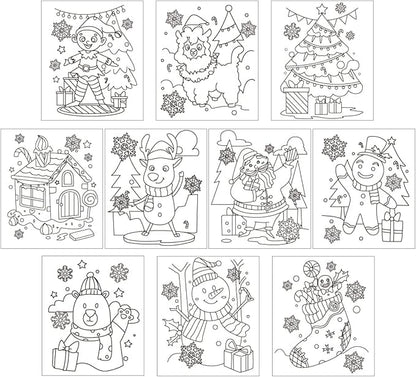 JOYIN Christmas 20 Pcs Make-a-face Stickers, 10 Pcs Coloring Book, 10 Pcs Rainbow Color Scratch, Christmas Art & Craf Kit Combo Set for Kids Girls and Boys, Holiday Presents and Party Favors
