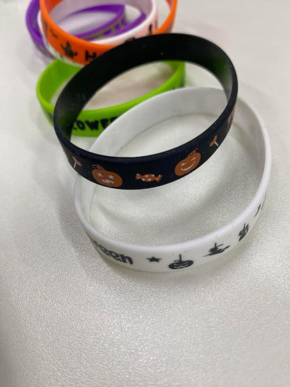 NEBURORA 48 Pcs Halloween Rubber Bracelets Silicone Wristbands Halloween Party Favors Trick or Treat Gifts Goodie Bag Stuffers
