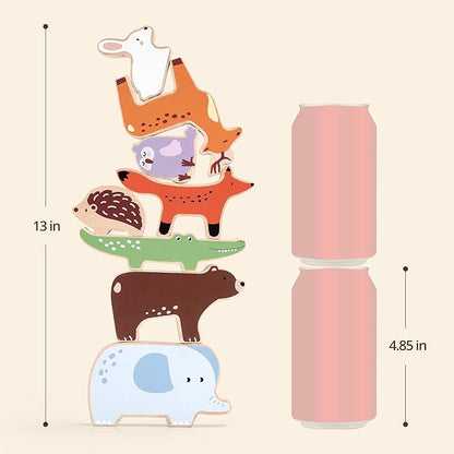 PairPear Wooden Stacking Toys for Toddlers Animals Stacking Blocks Balance Game for Preschoolers Montessori Sensory Toys with Large Blocks Educational Gift for Boys and Girls 18 Months+