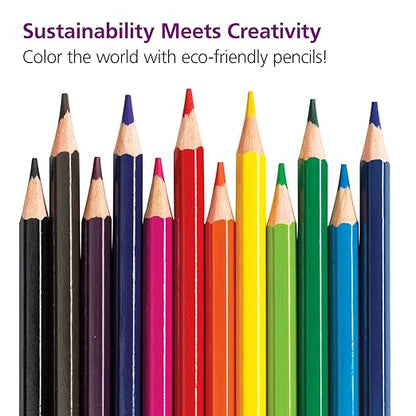 Colorations Color Pencils, Set of 240, Pre-sharpened Color Pencils,12 Colors,Thick Core Pencils,Hexangonal Shape,Sustainably Harvested Wood Pencils, Classroom Supplies,Coloring Pencils,Drawing Pencils
