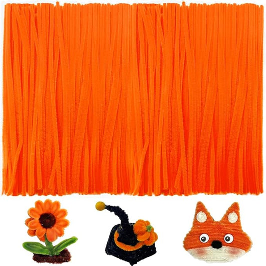 200pcs Pipe Cleaners, Pipe Cleaners for crafts, Craft Supplies Chenille Stems for Art&Craft Christmas DIY projects(12inch*6mm,Orange)