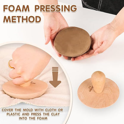 Pottery Molds Solid Wood - 4.5", 5.5", 6.5" Ceramic Clay Mold Set with Interchangeable Handle for Creating Plates, Bowls, DIY Gifts