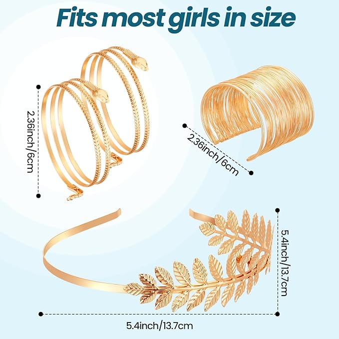 Foaincore 5 Pack Halloween Costumes Accessories Set Greek Goddess Costume Girls Kids Ancient Roman Dress Mental Snake Armband