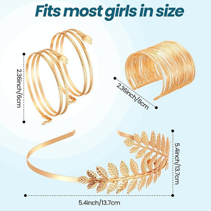 Foaincore 5 Pack Halloween Costumes Accessories Set Greek Goddess Costume Girls Kids Ancient Roman Dress Mental Snake Armband