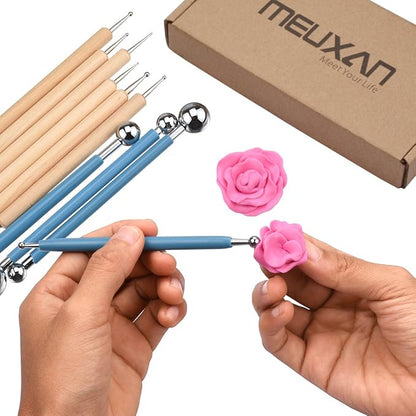 Meuxan 10 Piece Dotting Tools Ball Styluses for Rock Painting, Pottery Clay Modeling Embossing Art