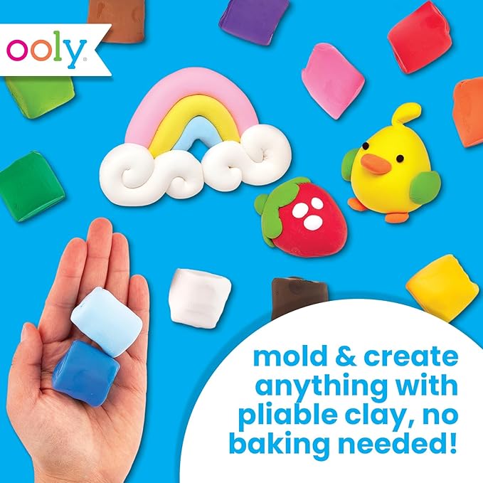 Ooly Creatibles, 12 Colors Air Dry Clay Kit for Kids Craft, Modeling Clay with 3 Shaping Tools, Craft Supplies & Materials, Airdry DIY Art Set for Kids Ages 6 and Up