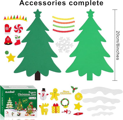 Elcoho 30 Kits Creative DIY Foam Christmas Tree for Making Funny Tree Assortment Christmas Foam Stickers for Holidays Party Activities