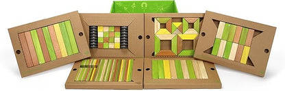 130 Piece Tegu Classroom Magnetic Wooden Block Set, Jungle