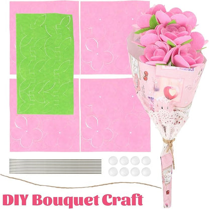 Beavorty 2 Sets Bouquet Material Package DIY Fabric Bouquet Arts and Crafts for Kids Flower Crafts for Kids Make Your Own Flowers Fabric Flower Bouquet Kid Toy Non-woven Child Props Unique