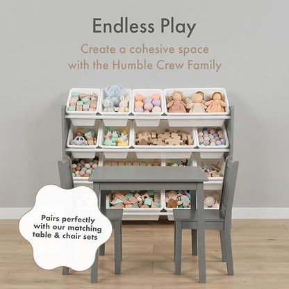 Humble Crew Toy Storage Organizer with 16 Removable Storage Bins for Kids Playroom, 4-Tier Toddler Toy Organization and Storage, Dark Grey/White