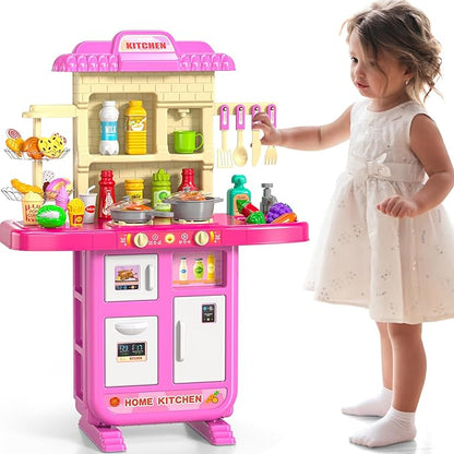 Pretend Play Kitchen Toy for Girls Age 3 4 5 6 7 8 - Toy Kitchen Accessories Food Toy for 3 4 5 6 Years Old Girls, Cutting Food Toy, Pretend Play for Toddlers 3-5, Girls Gifts Cooking Toys