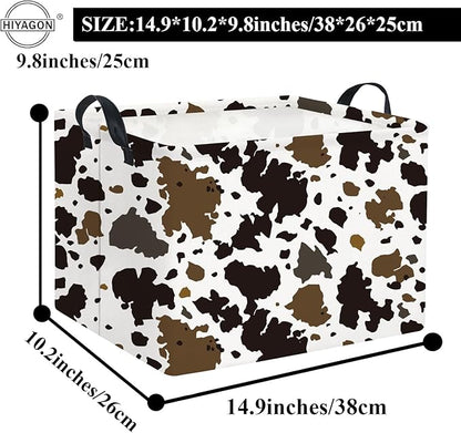 HIYAGON Rectangular Easter Cow Basket - Kids Baby Storage Bin Toy Organizer Box for Boys Room Decor